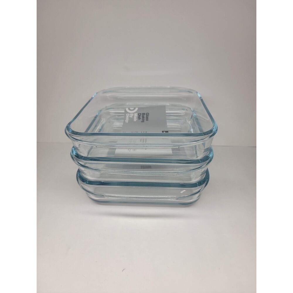 glass baking dish 3 Pack new 2 quart 10 1/2" x 8 5/16 x 2 1/2 H grip Handles